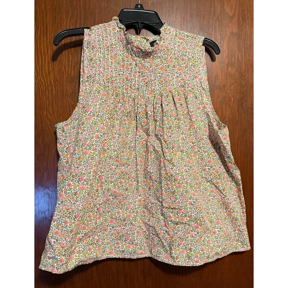J Crew Pintuck Cotton Poplin Top in Scattered Blooms size XL